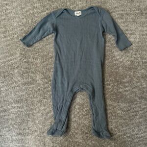 Oeuf NYC Organic Pima Cotton Blue Grid Footed Romper 3–6M Made in Peru